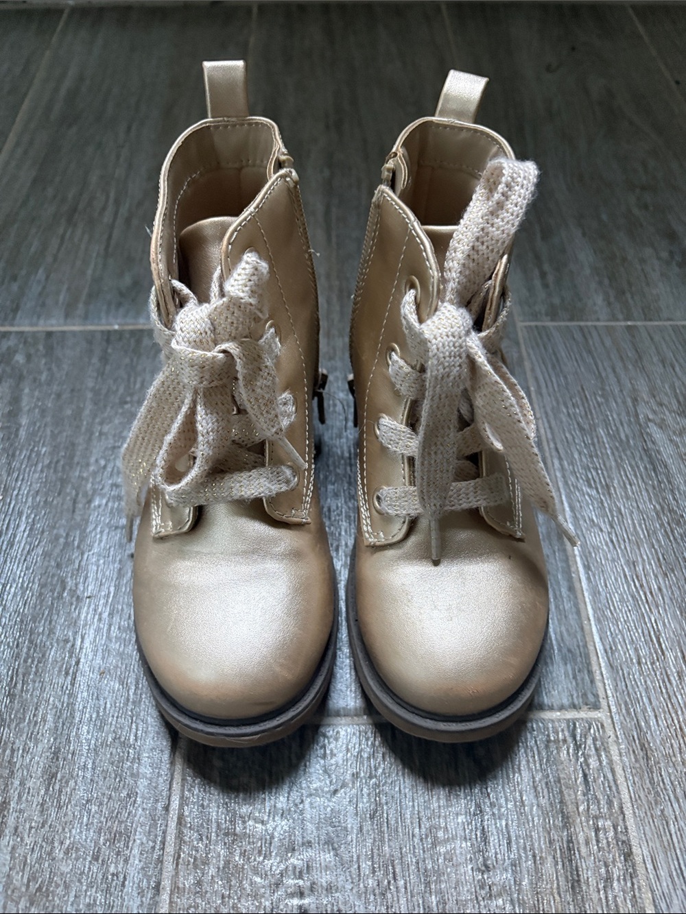 Cat and Jack Kids Shimmery gold Lace-Up Ankle Boots